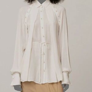 $789 Palmer//Harding Womens Ivory tenderness Detachable Button-Up Shirt top